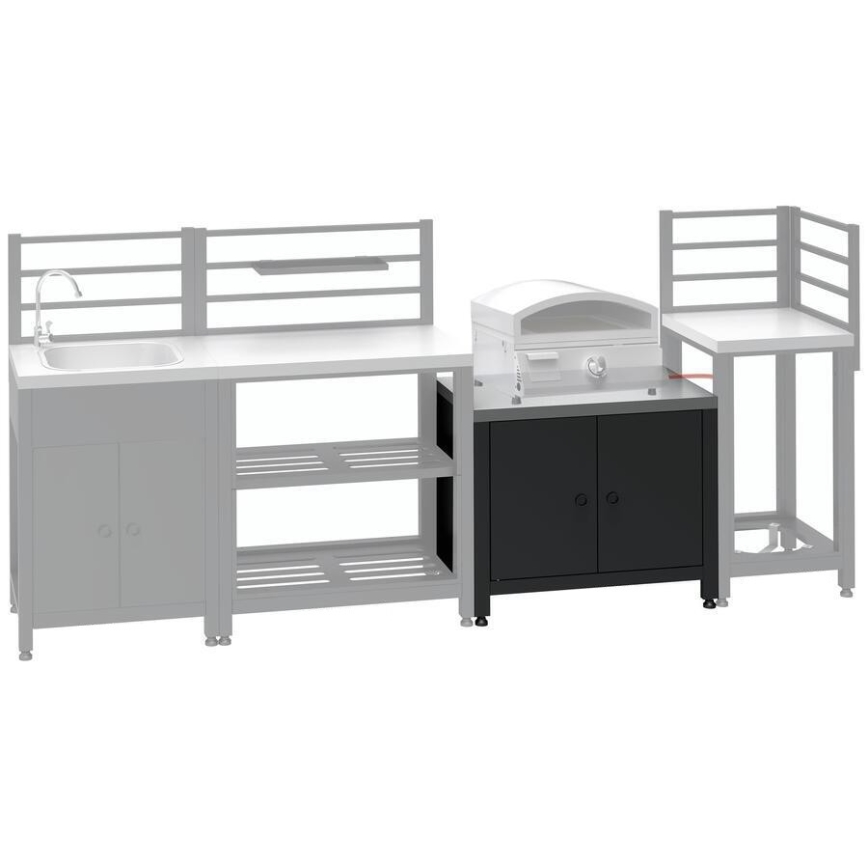 Lauko modulis spintelė griliui 80x47x69 cm juoda/nerūdijančio plieno