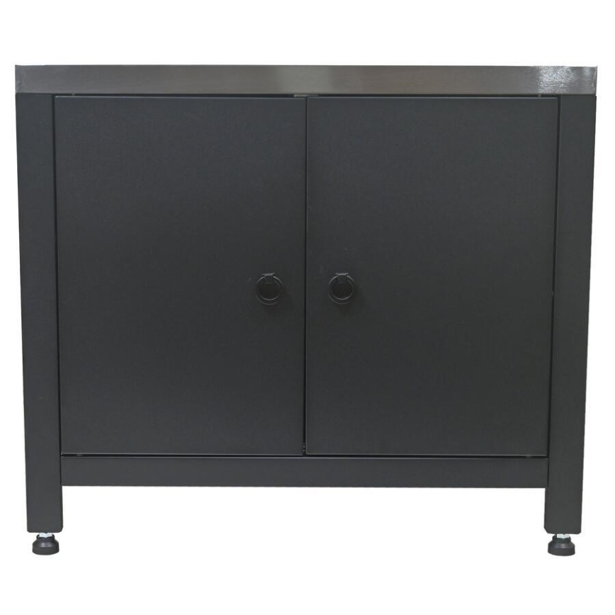 Lauko modulis spintelė griliui 80x47x69 cm juoda/nerūdijančio plieno