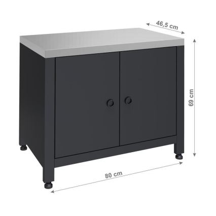 Lauko modulis spintelė griliui 80x47x69 cm juoda/nerūdijančio plieno
