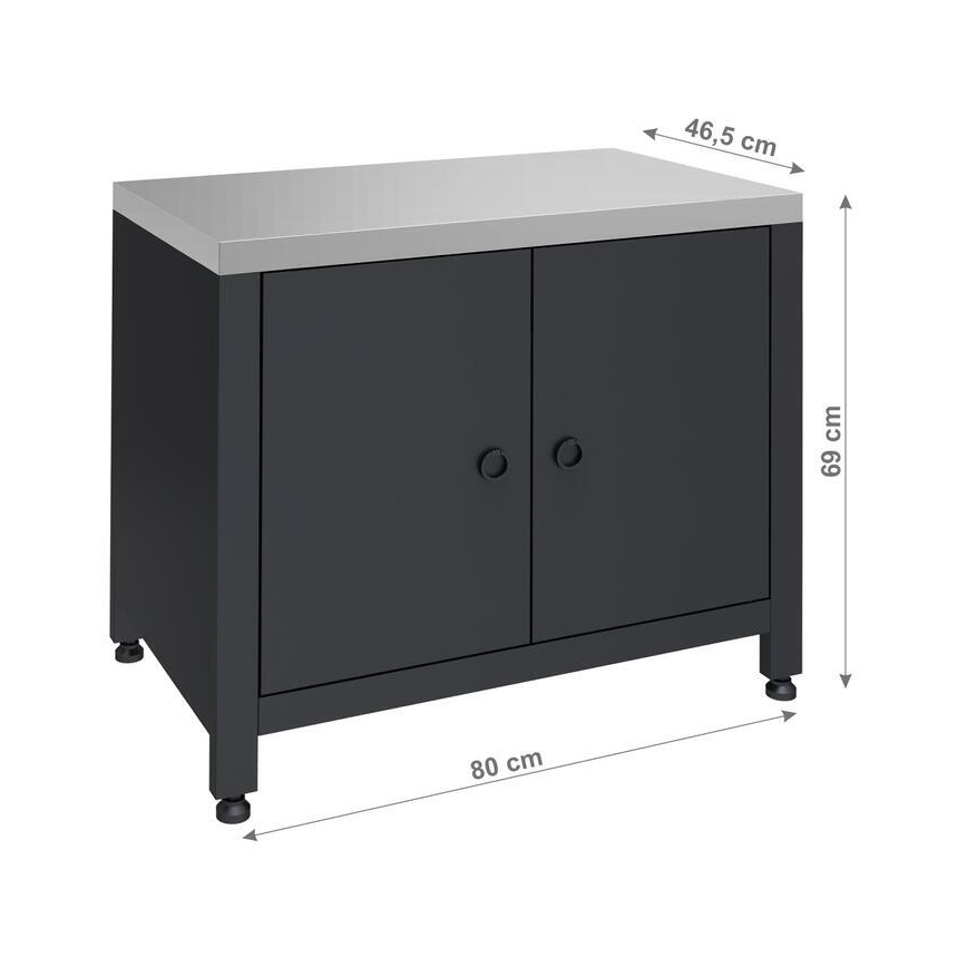Lauko modulis spintelė griliui 80x47x69 cm juoda/nerūdijančio plieno