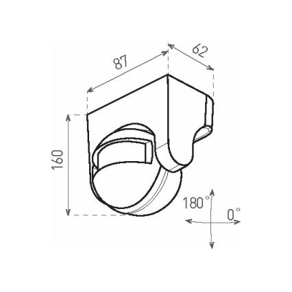 Lauko PIR judesio daviklis 1200W/230V IP44 juodas