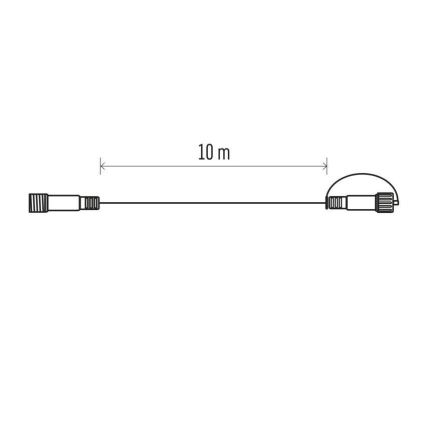Lauko prailginimo laidas jungiamoms girliandoms 10 m IP44 juodas