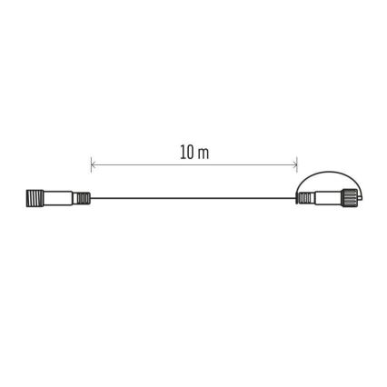 Lauko pratęsimo kabelis sujungiamoms girliandoms, 10 m, IP44, baltas