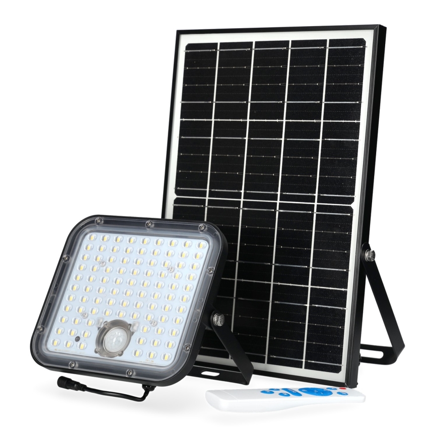 Lauko saulės prožektorius su jutikliu LED/30W/6,4V 4000K IP65 + valdymo pultas