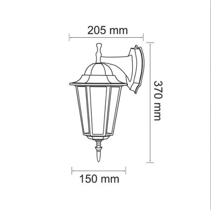 Lauko sieninis šviestuvas 1xE27/20W/230V IP43 juoda