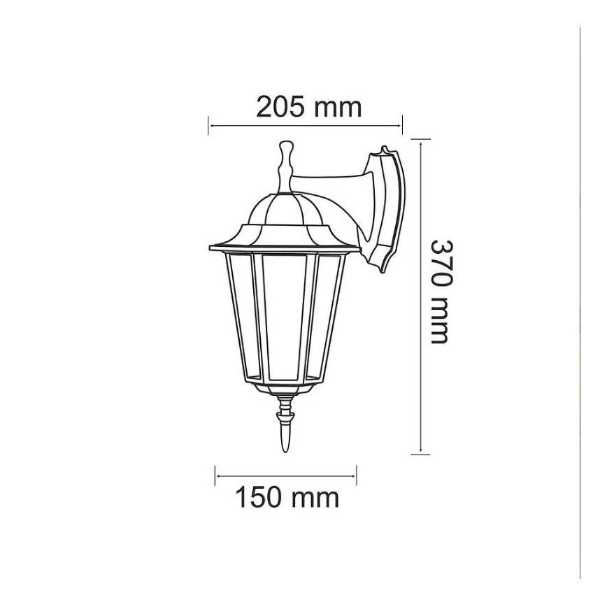 Lauko sieninis šviestuvas 1xE27/20W/230V IP43 juoda