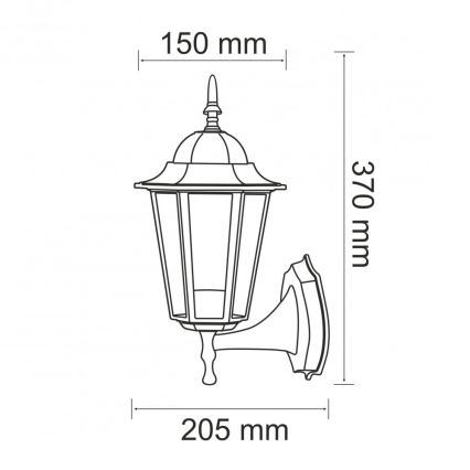 Lauko sieninis šviestuvas 1xE27/20W/230V IP43 juoda