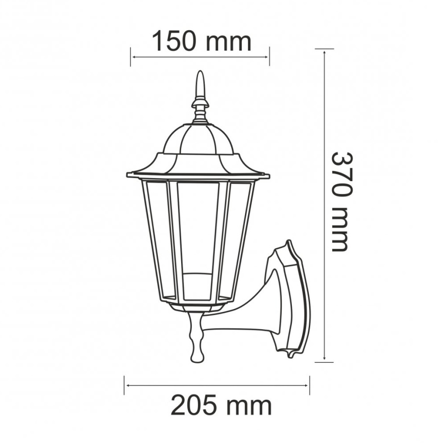 Lauko sieninis šviestuvas 1xE27/20W/230V IP43 juoda