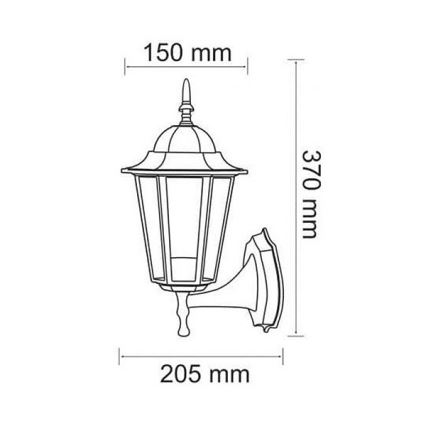 Lauko sieninis šviestuvas 1xE27/20W/230V IP43 patina