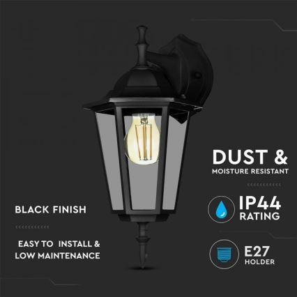 Lauko sieninis šviestuvas 1xE27/40W/230V IP44 juoda