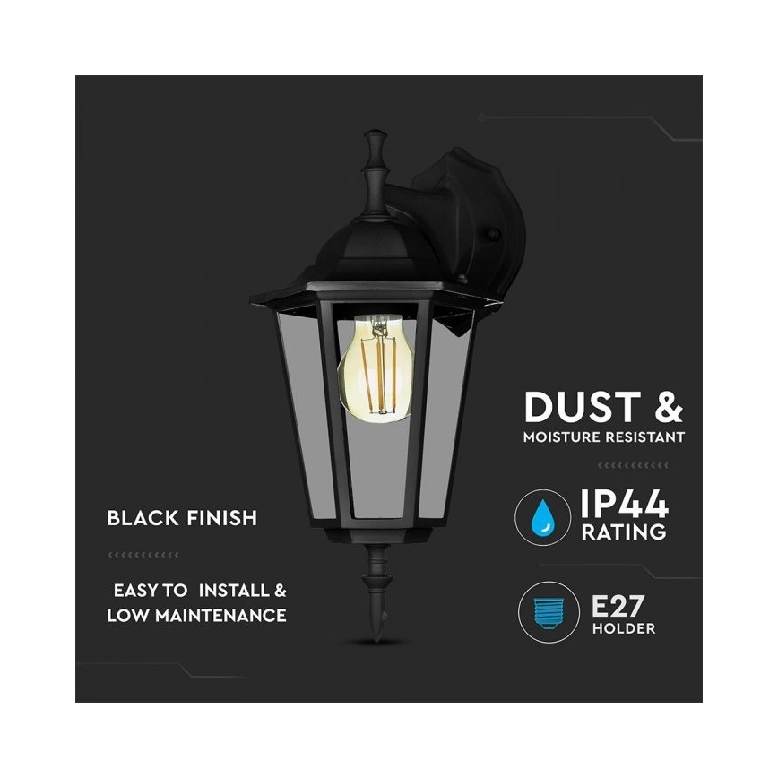Lauko sieninis šviestuvas 1xE27/40W/230V IP44 juoda
