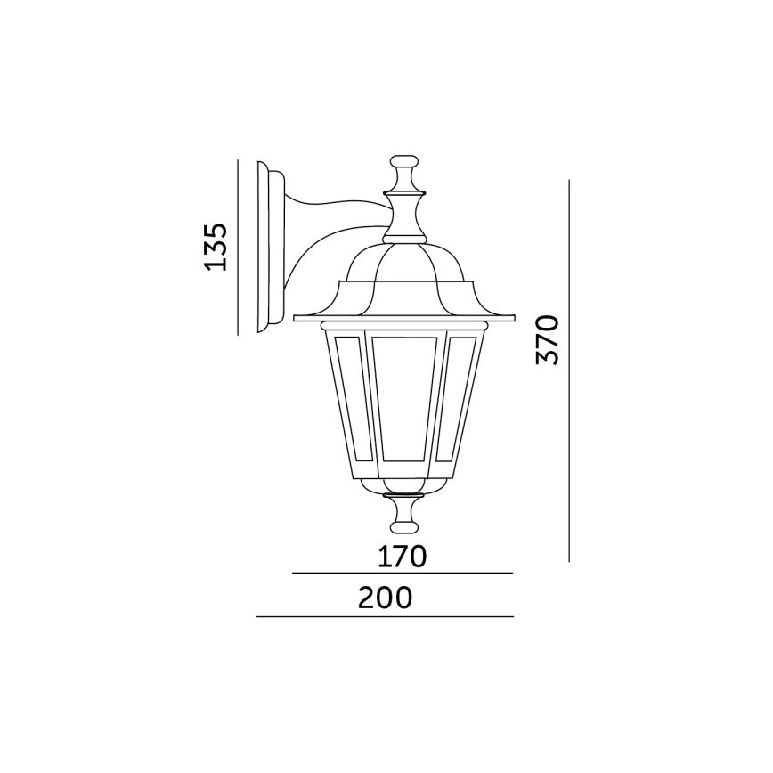Lauko sieninis šviestuvas 1xE27/60W/230V IP44 auksinis