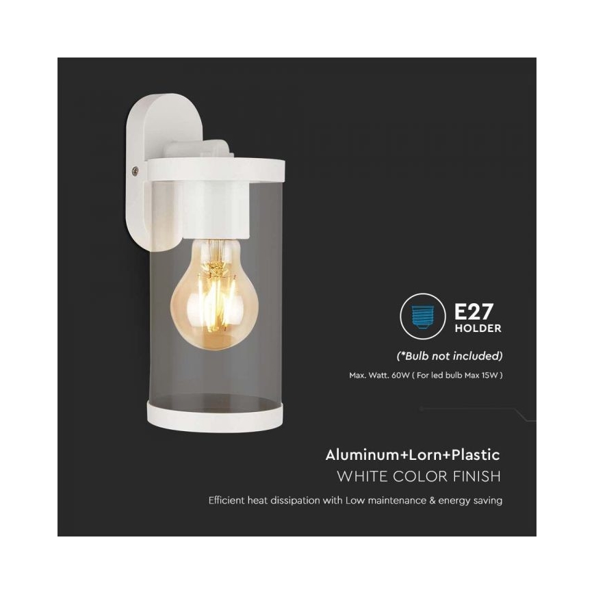 Lauko sieninis šviestuvas 1xE27/60W/230V IP44 balta