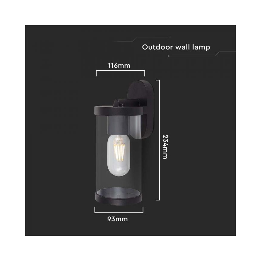 Lauko sieninis šviestuvas 1xE27/60W/230V IP44 juoda