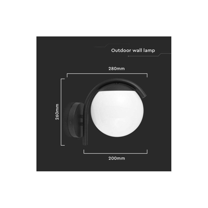 Lauko sieninis šviestuvas 1xE27/60W/230V IP44 juoda
