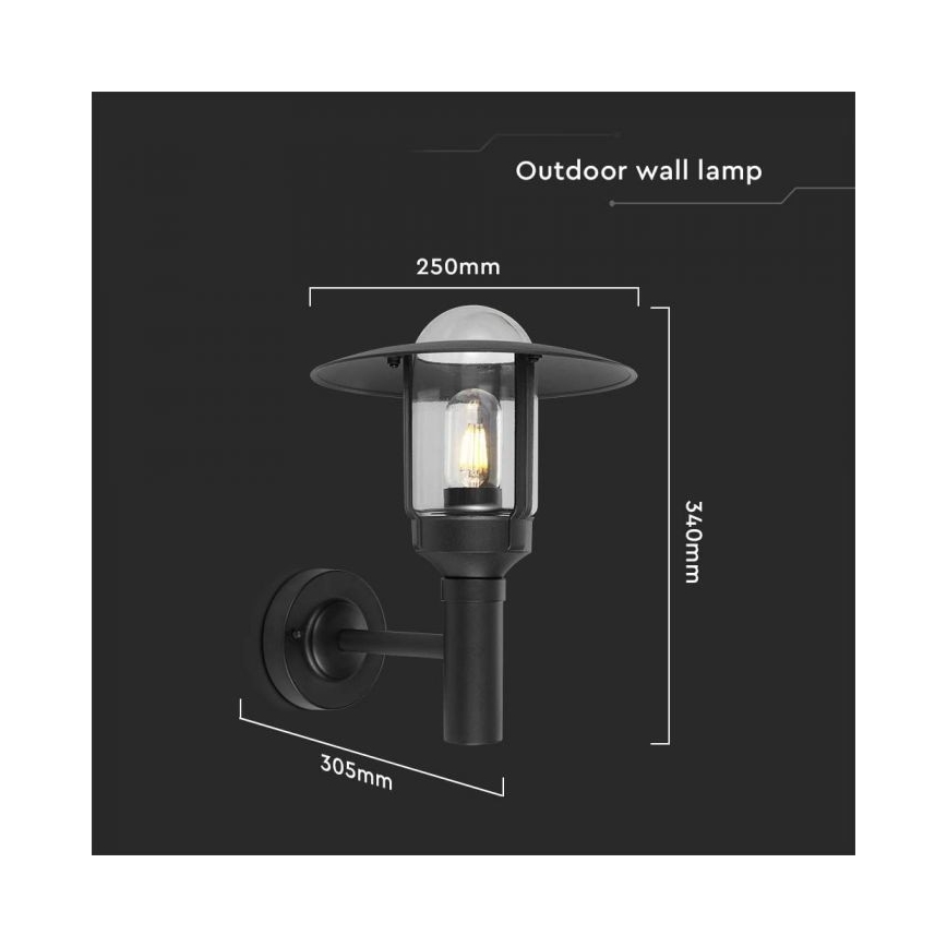 Lauko sieninis šviestuvas 1xE27/60W/230V IP44 juoda