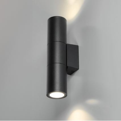 Lauko sieninis šviestuvas 2xGU10/35W/230V IP54 apvalus juoda