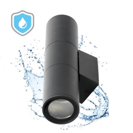 Lauko sieninis šviestuvas 2xGU10/35W/230V IP54 apvalus juoda