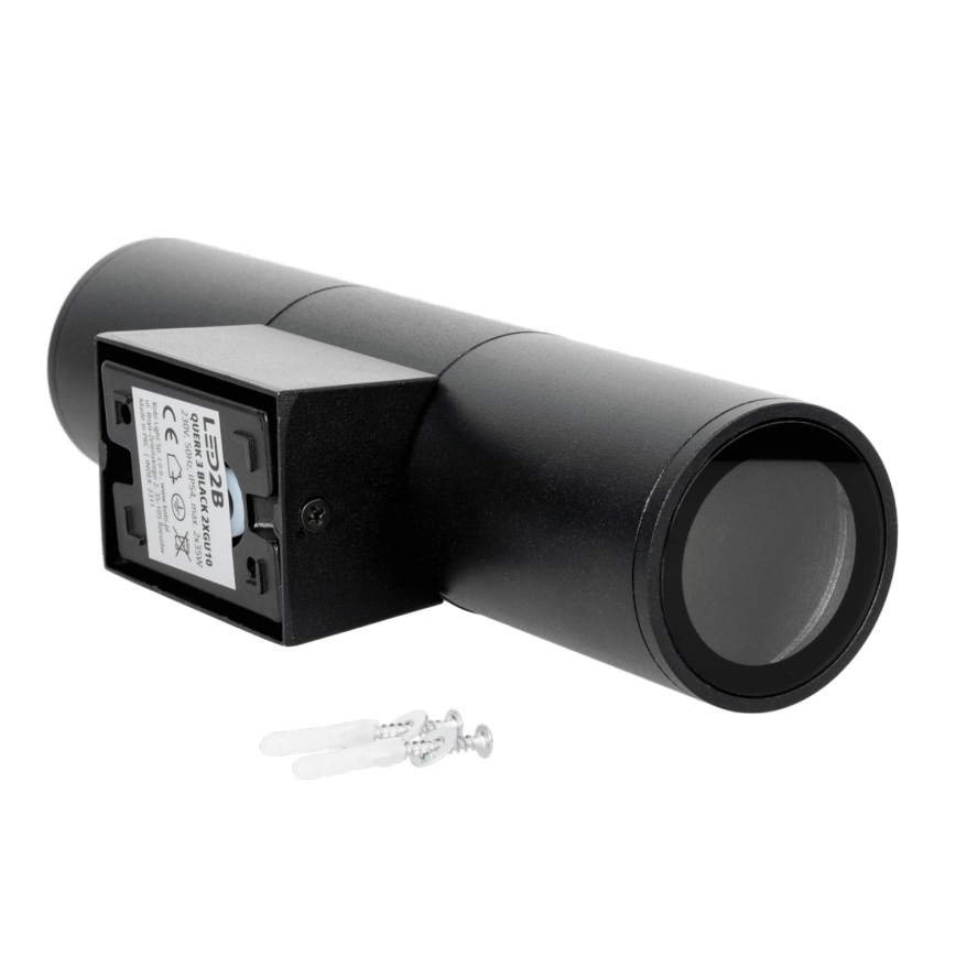 Lauko sieninis šviestuvas 2xGU10/35W/230V IP54 apvalus juoda