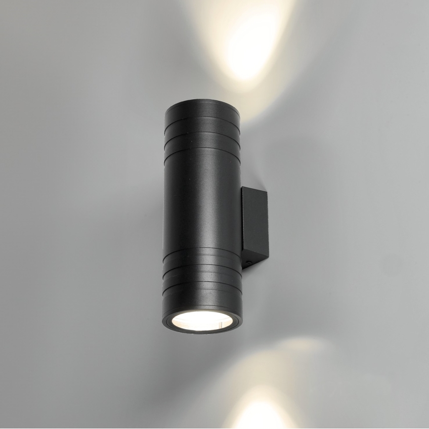 Lauko sieninis šviestuvas 2xGU10/35W/230V IP54 apvalus juoda
