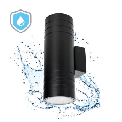 Lauko sieninis šviestuvas 2xGU10/35W/230V IP54 apvalus juoda
