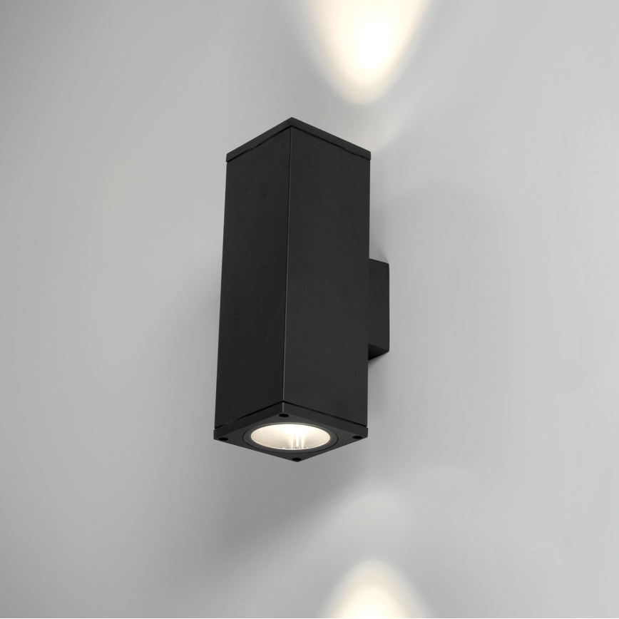 Lauko sieninis šviestuvas 2xGU10/35W/230V IP54 kampinis juoda