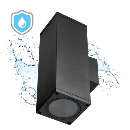 Lauko sieninis šviestuvas 2xGU10/35W/230V IP54 kampinis juoda