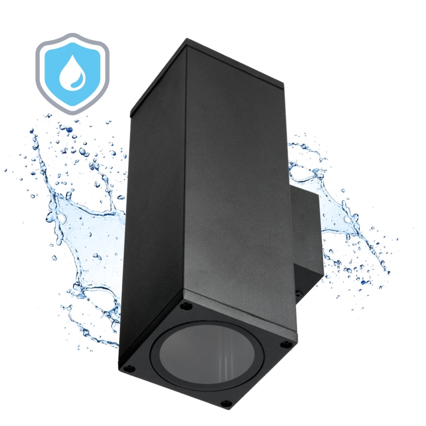 Lauko sieninis šviestuvas 2xGU10/35W/230V IP54 kampinis juoda