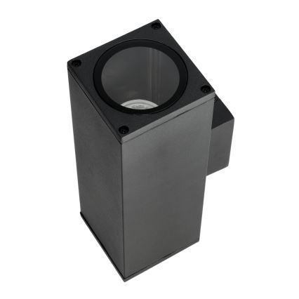 Lauko sieninis šviestuvas 2xGU10/35W/230V IP54 kampinis juoda