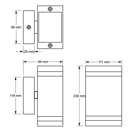 Lauko sieninis šviestuvas  LITEK 2xGU10/30W/230V IP44 pilkas