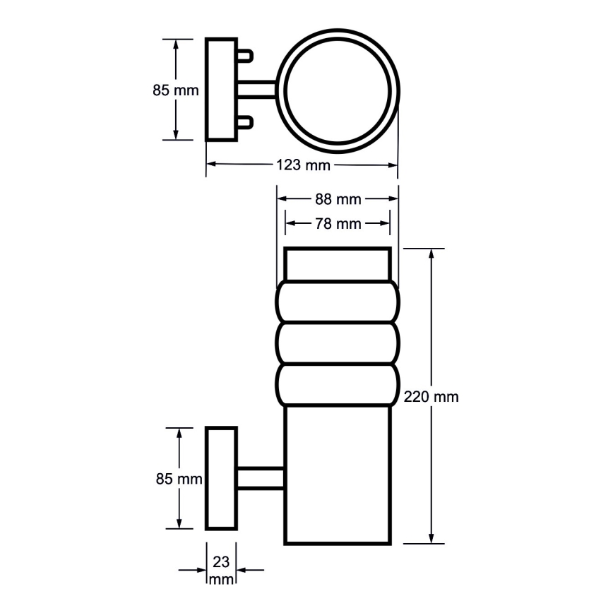 Lauko sieninis šviestuvas LULA BIS 1xE27/60W/230V IP44