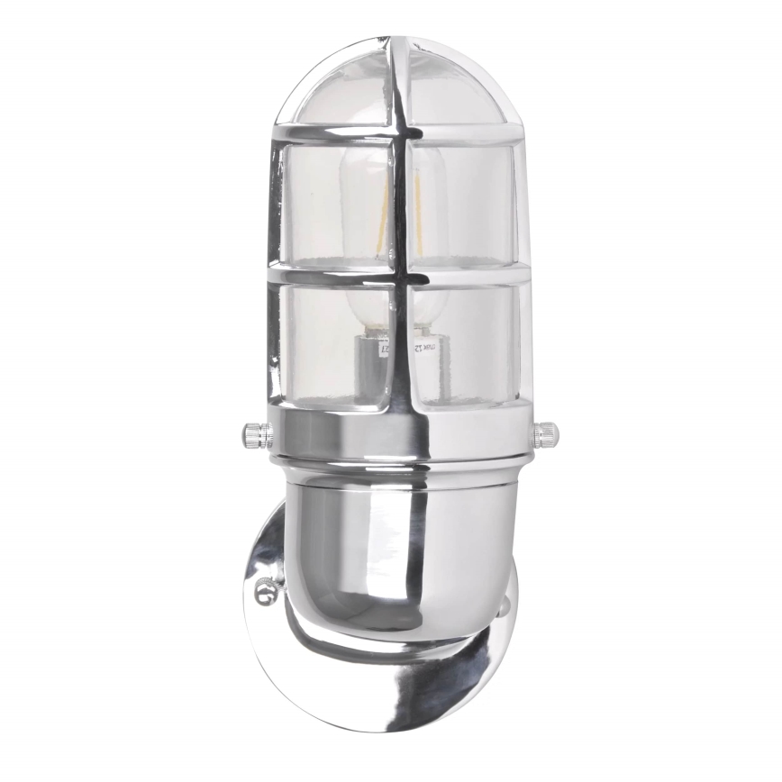 Lauko sieninis šviestuvas LUND 1xE27/12W/230V IP44 blizgus chromas