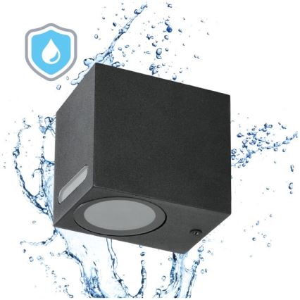 Lauko sieninis šviestuvas QUERK 1xGU10/35W/230V IP54 8 cm juoda