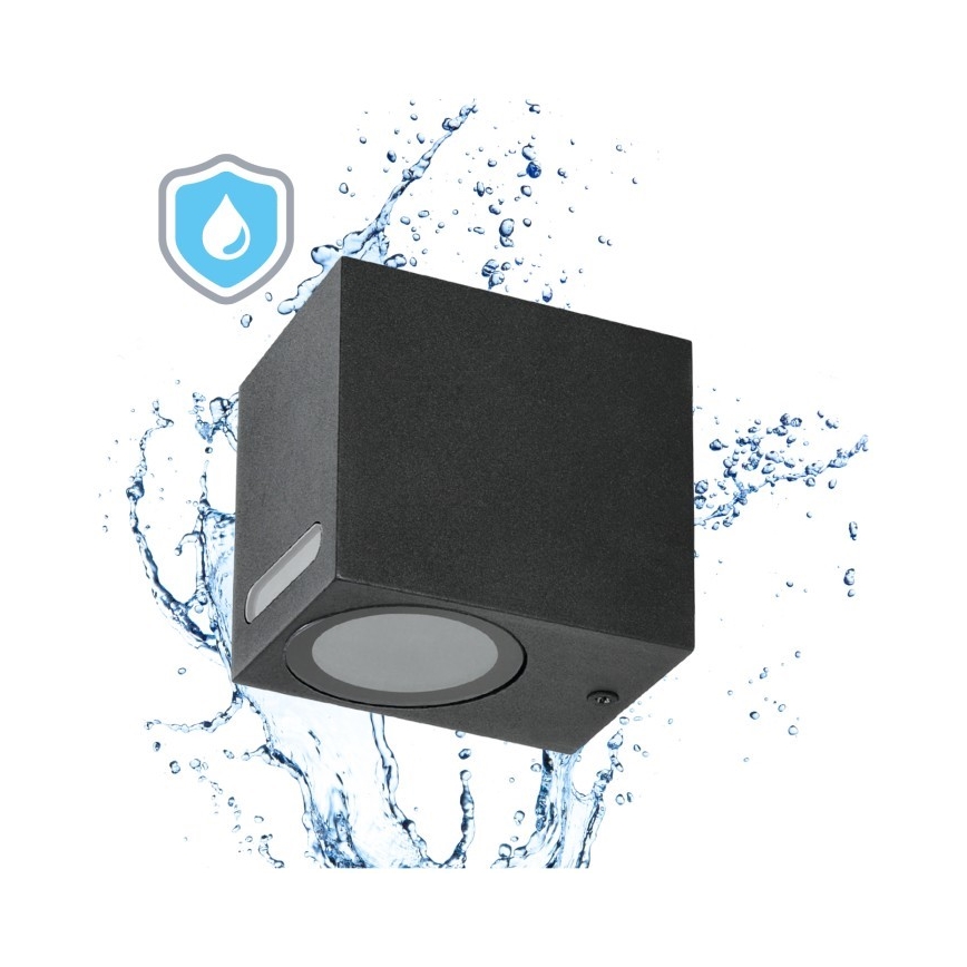 Lauko sieninis šviestuvas QUERK 1xGU10/35W/230V IP54 8 cm juoda