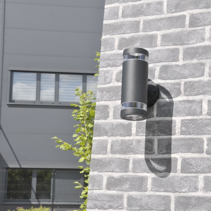 Lauko sieninis šviestuvas RINO 2xGU10/12W/230V IP54 juoda