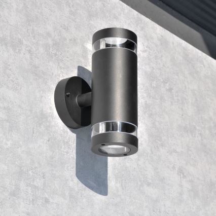 Lauko sieninis šviestuvas RINO 2xGU10/12W/230V IP54 juoda