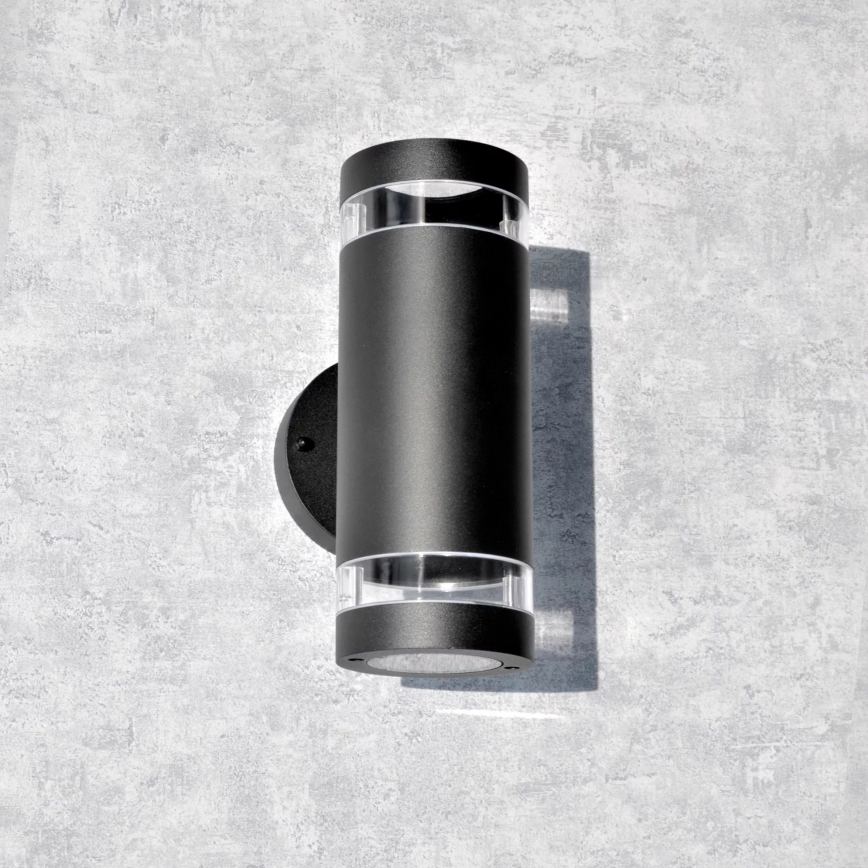 Lauko sieninis šviestuvas RINO 2xGU10/12W/230V IP54 juoda