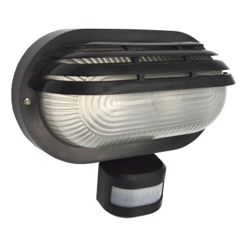 Lauko sieninis šviestuvas su judesio davikliu ORIKO 1xE27/15W/230V IP54 juodas