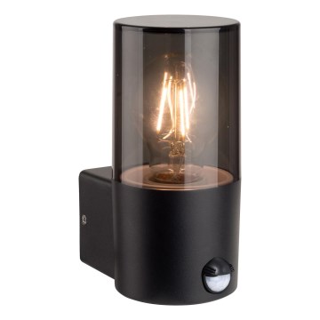 Lauko sieninis šviestuvas su judesio ir sutemos davikliu 1xE27/40W/230V IP44, juodas/dūminis