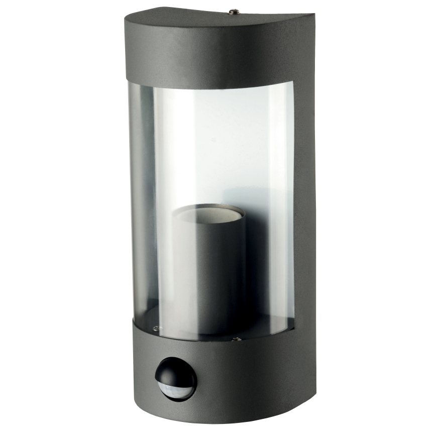Lauko sieninis šviestuvas su judesio jutikliu 1xE27/15W/230V IP44 juodas