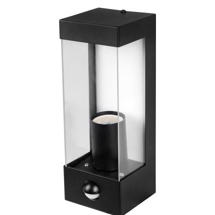 Lauko sieninis šviestuvas su judesio ir sutemų jutikliu 1xE27/15W/230V IP44 juodas