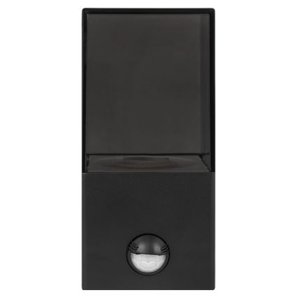 Lauko sieninis šviestuvas su judesio ir sutemų jutikliu 1xE27/40W/230V IP44 juoda/dūminė