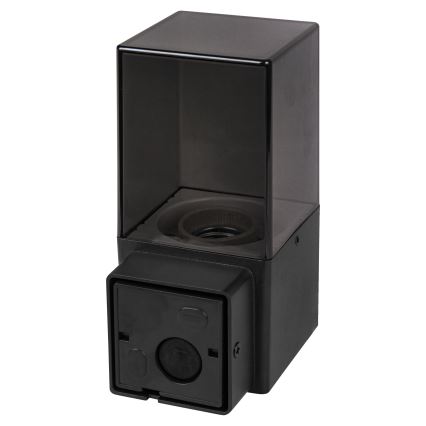 Lauko sieninis šviestuvas su judesio ir sutemų jutikliu 1xE27/40W/230V IP44 juoda/dūminė