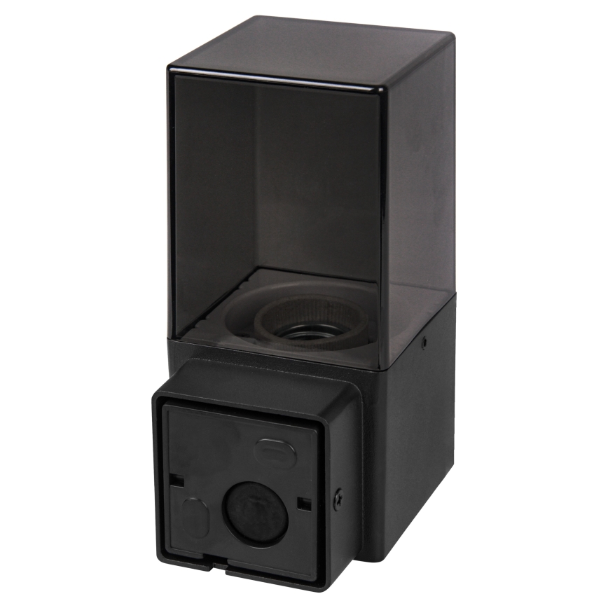 Lauko sieninis šviestuvas su judesio ir sutemų jutikliu 1xE27/40W/230V IP44 juoda/dūminė