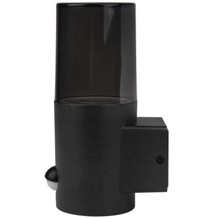 Lauko sieninis šviestuvas su judesio ir sutemos davikliu 1xE27/40W/230V IP44, juodas/dūminis