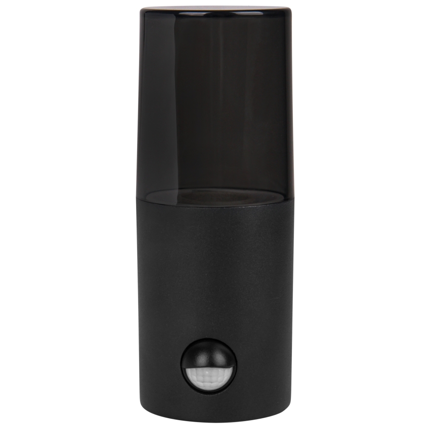 Lauko sieninis šviestuvas su judesio ir sutemos davikliu 1xE27/40W/230V IP44, juodas/dūminis