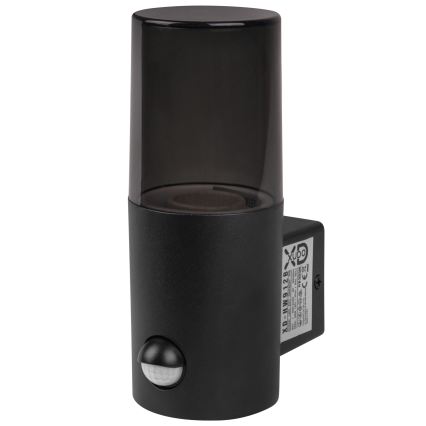 Lauko sieninis šviestuvas su judesio ir sutemos davikliu 1xE27/40W/230V IP44, juodas/dūminis
