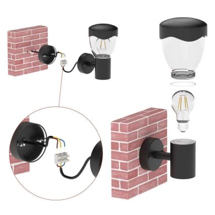 Lauko sieninis šviestuvas su jutikliu ARTEO 1xE27/15W/230V IP44