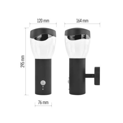 Lauko sieninis šviestuvas su jutikliu ARTEO 1xE27/15W/230V IP44