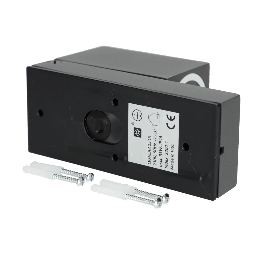 Lauko sieninis šviestuvas su jutikliu QUAZAR 1xGU10/35W/230V IP44 pilkas